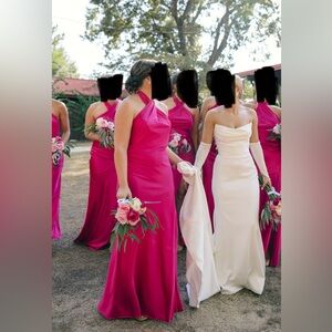 Revelry Hot Pink Athena Satin Dress